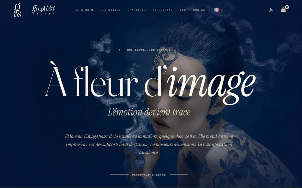 représentation de la page d'accueil du site internet de Graph'Art Studio, artiste peintre numérique